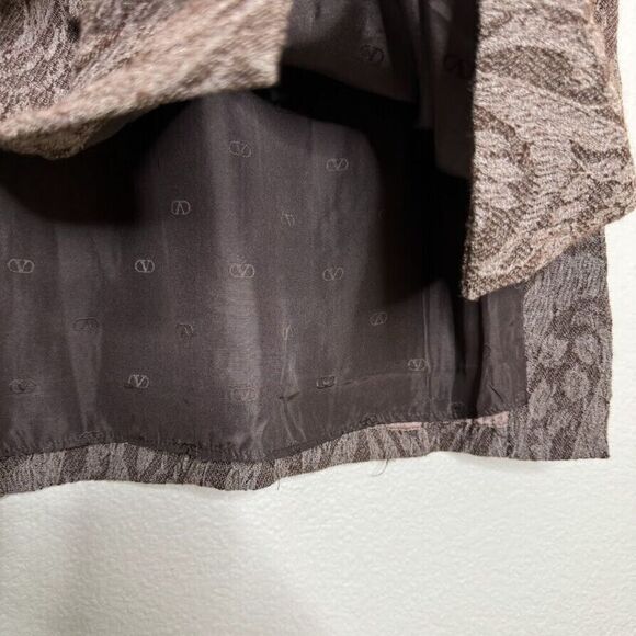 Valentino Skirt S 10 Jacquard Lace Print Brown Pencil Vintage Dark Romantic Goth - Picture 8 of 13